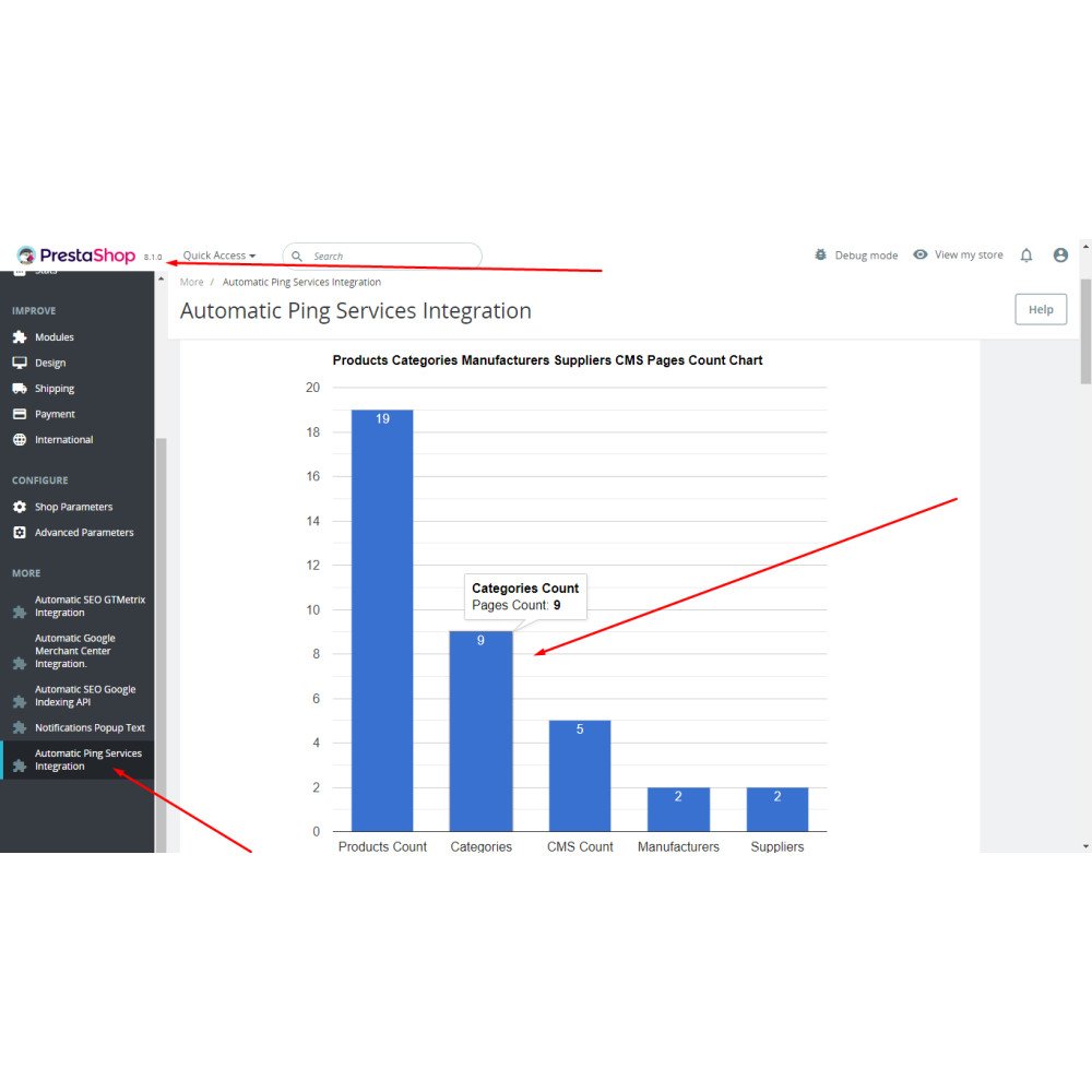 PrestaShop Automatic Ping Services Integration